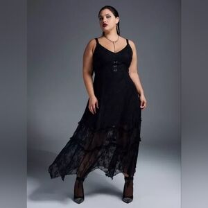 Torrid Nightfall Black Tiered Lace Maxi Dress 3X 22/24 NWT